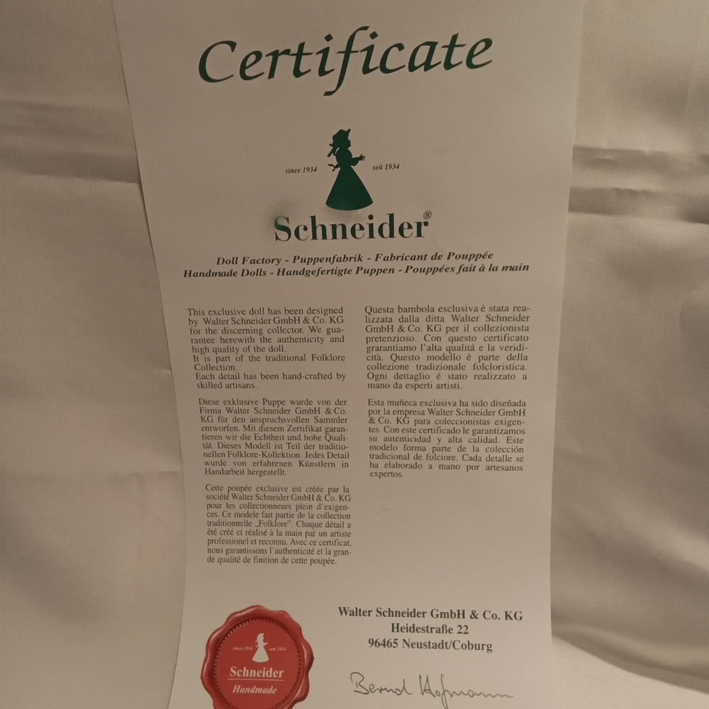 SCHNEIDER HANDMADE DOLL , - Picture 4 of 5